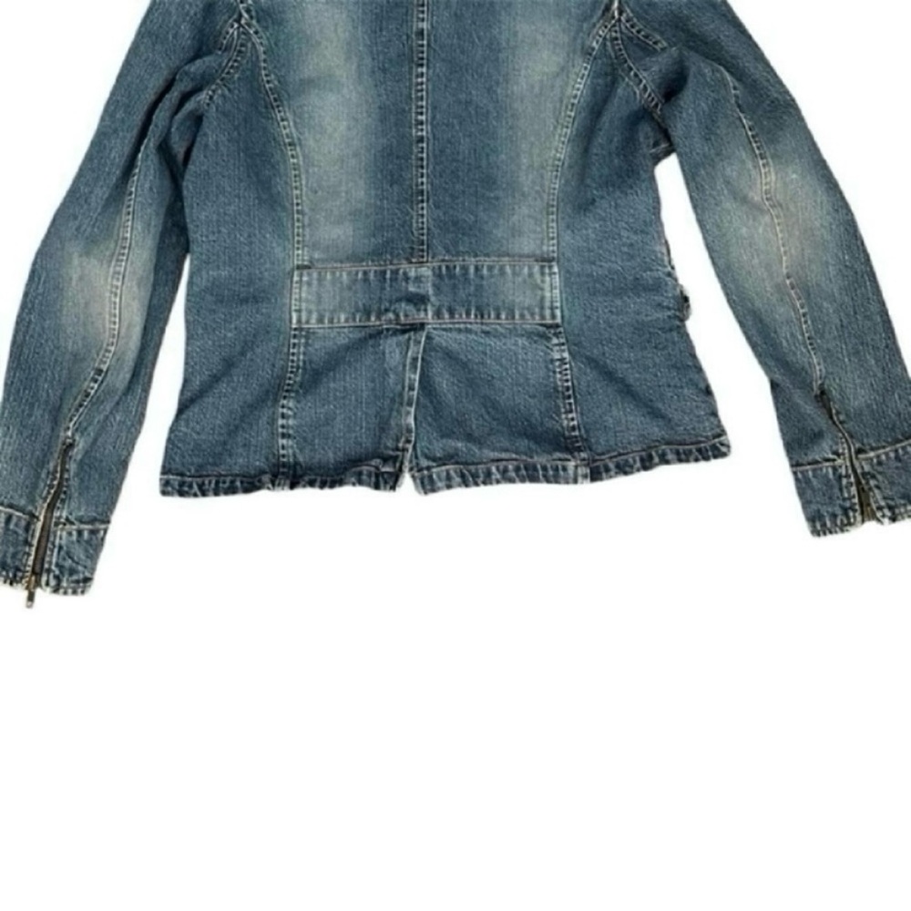 Vintage Early 2000s Cargo Pocket Denim Jean Jacket Women's Size L - Picture 6 of 10